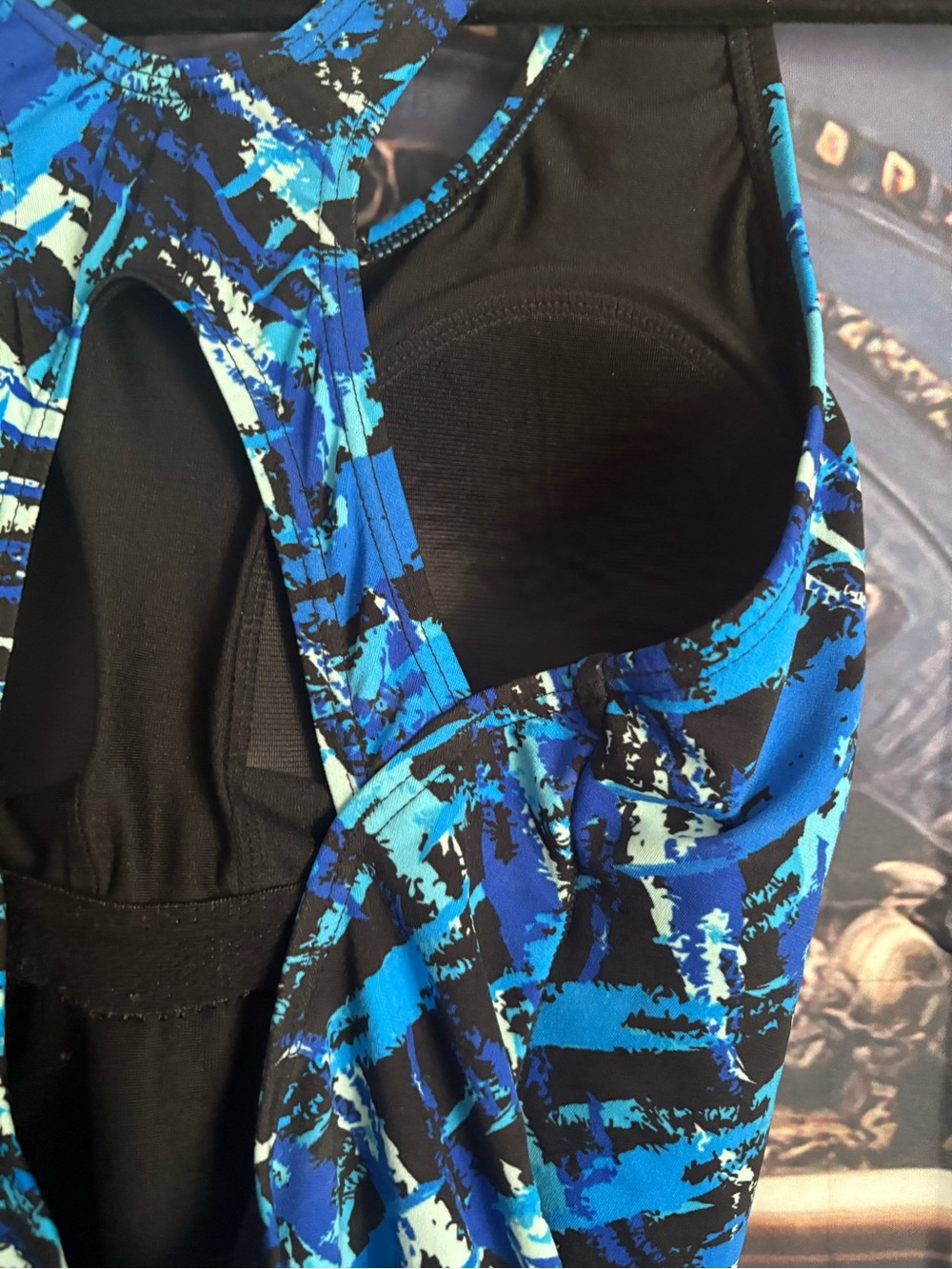 Blue Abstract Print One-Piece Swimsuit - Picture 4 of 10
